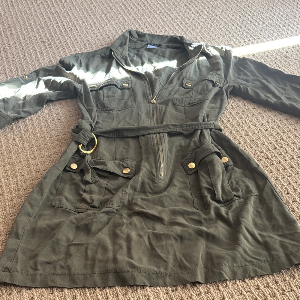 VENUS Olive Green Belted Dress